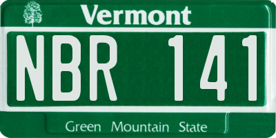 VT license plate NBR141