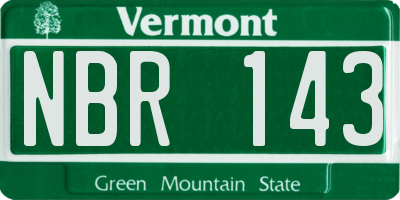 VT license plate NBR143