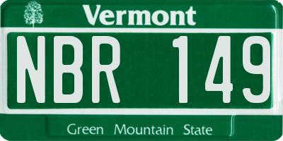 VT license plate NBR149