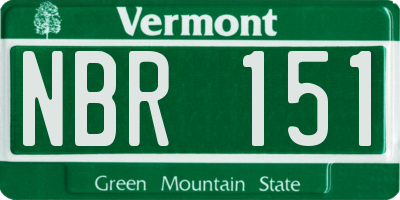 VT license plate NBR151