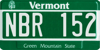 VT license plate NBR152