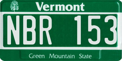 VT license plate NBR153
