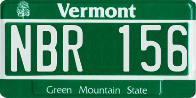 VT license plate NBR156