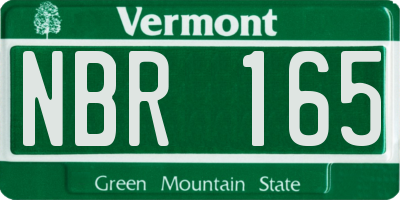 VT license plate NBR165