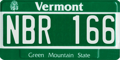 VT license plate NBR166