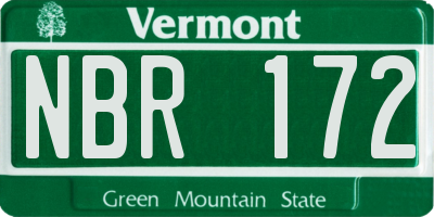 VT license plate NBR172