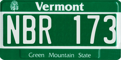 VT license plate NBR173