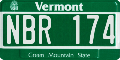 VT license plate NBR174