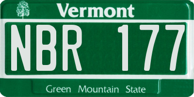VT license plate NBR177