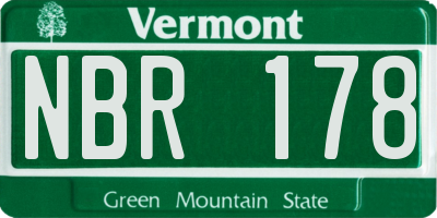 VT license plate NBR178