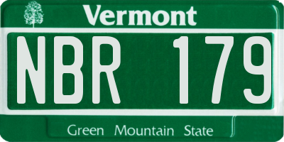 VT license plate NBR179