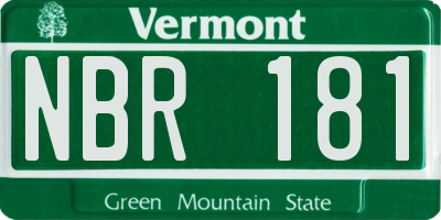 VT license plate NBR181