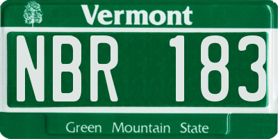 VT license plate NBR183