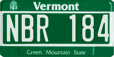 VT license plate NBR184