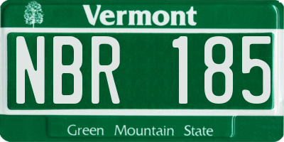 VT license plate NBR185