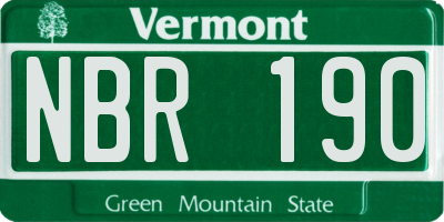 VT license plate NBR190