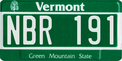 VT license plate NBR191