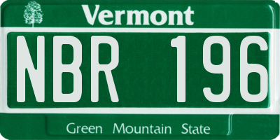 VT license plate NBR196
