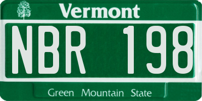 VT license plate NBR198