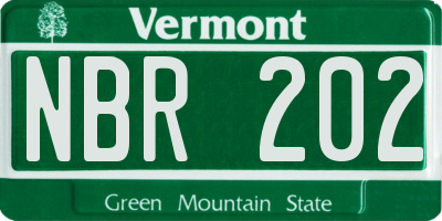 VT license plate NBR202
