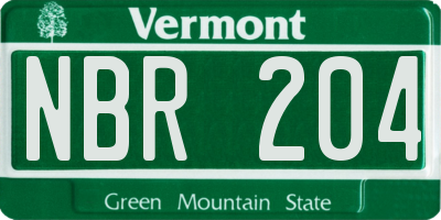 VT license plate NBR204