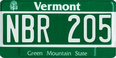 VT license plate NBR205