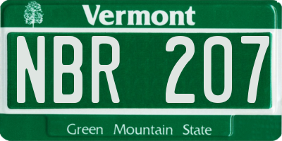 VT license plate NBR207