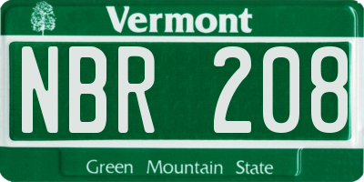 VT license plate NBR208