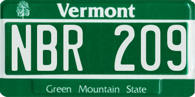 VT license plate NBR209