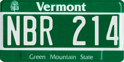 VT license plate NBR214