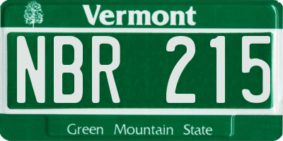 VT license plate NBR215