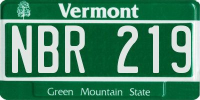 VT license plate NBR219