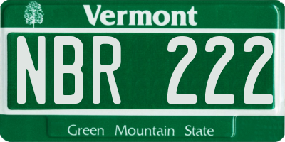 VT license plate NBR222