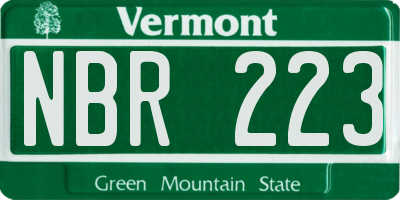 VT license plate NBR223
