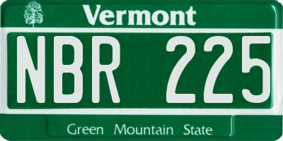VT license plate NBR225