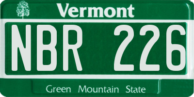 VT license plate NBR226