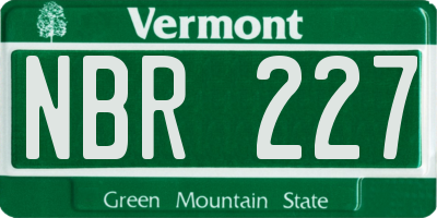 VT license plate NBR227