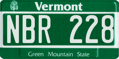 VT license plate NBR228
