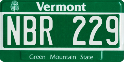 VT license plate NBR229