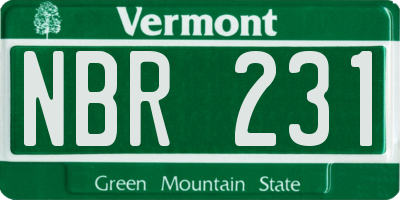 VT license plate NBR231