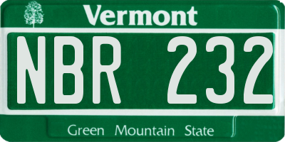 VT license plate NBR232