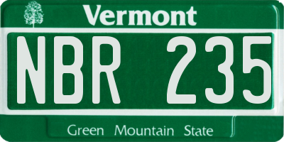 VT license plate NBR235