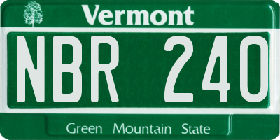 VT license plate NBR240