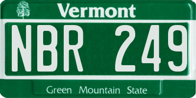 VT license plate NBR249