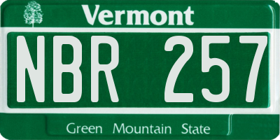 VT license plate NBR257