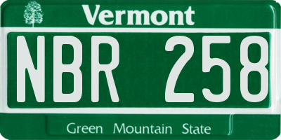 VT license plate NBR258