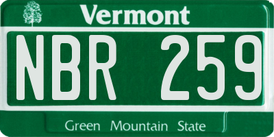VT license plate NBR259