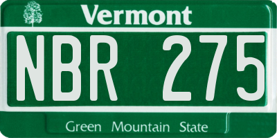 VT license plate NBR275