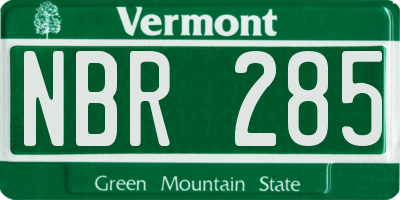 VT license plate NBR285