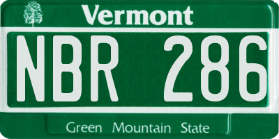 VT license plate NBR286